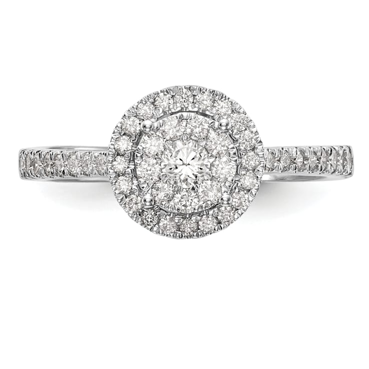 Rhodium Over 14K White Gold Lab Grown Diamond Cluster Engagement Ring 0.478ctw
