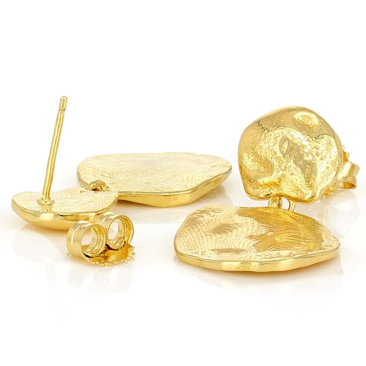 Organic Sculptural Drop Earrings In 18k Gold Over Sterling Silver