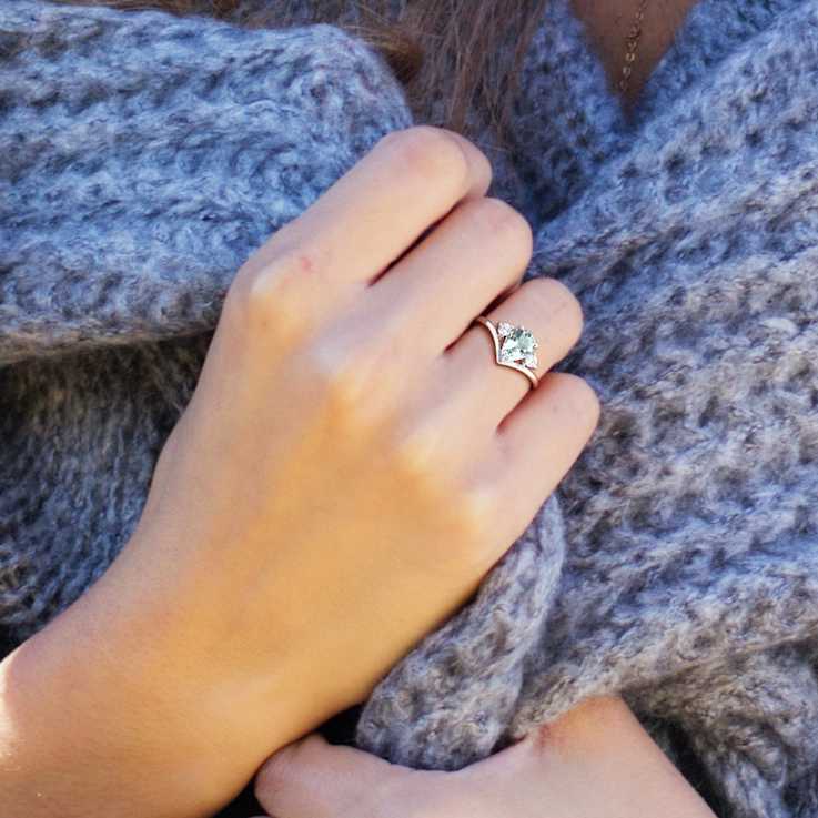 Aquamarine and Diamonnd 14K White Gold Engagement Ring 1.07ctw