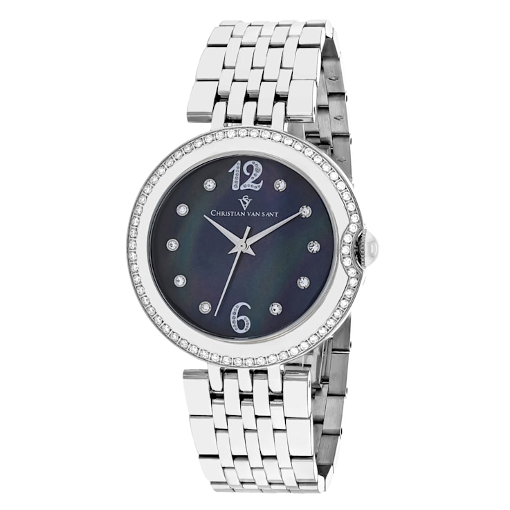 Christian Van Sant Women's Jasmine Black Dial, Stainless Steel  Watch
