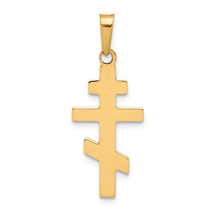 14K Yellow Gold Eastern Orthodox Cross Charm