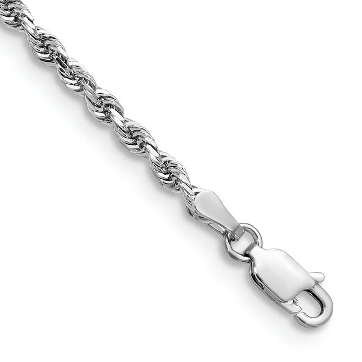 Rhodium Over 14k White Gold Diamond-Cut Quadruple Rope Link Bracelet