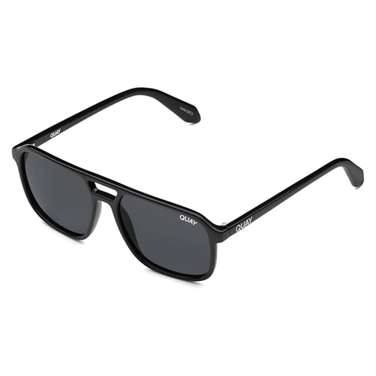 QUAY "ON THE FLY" Black Aviator Frame / Smoke Polarized Lenses Sunglasses