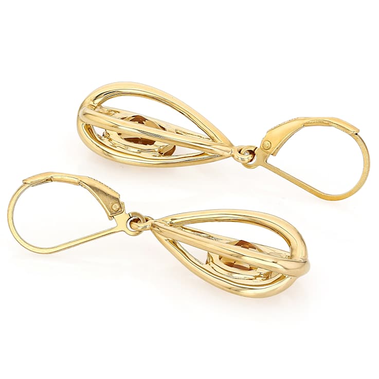 Citrine Oval Dangle Earrings In 18K Gold Over Sterling Silver 2.61ctw