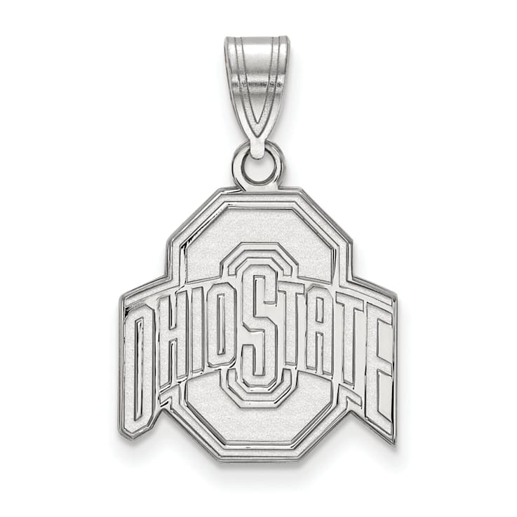 Rhodium Over Sterling Silver LogoArt Ohio State University Medium Pendant