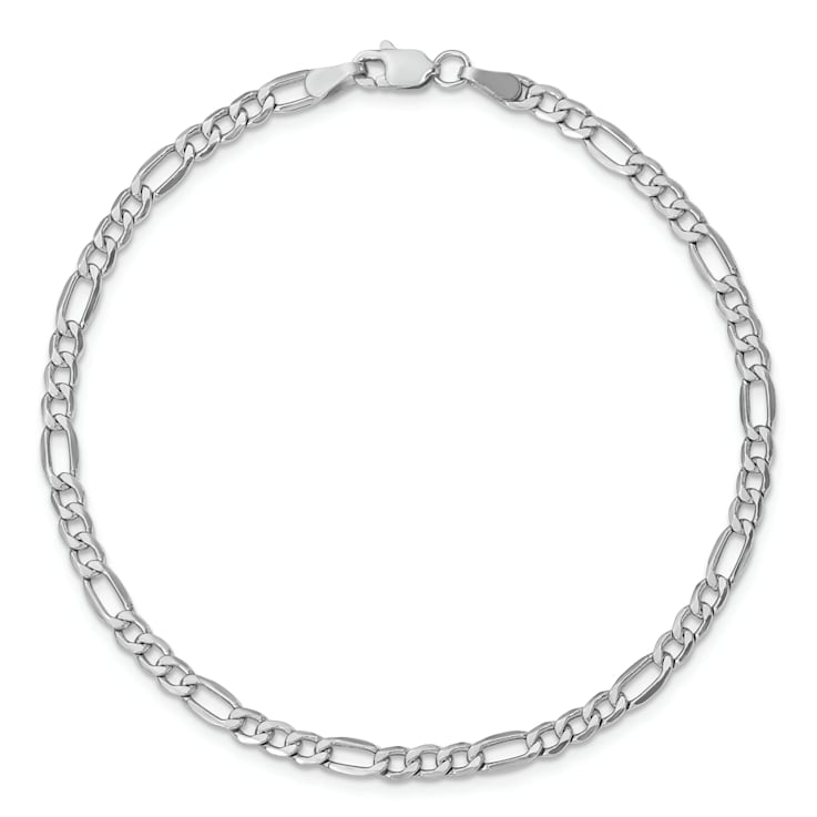 Rhodium Over 14k White Gold 3.5mm Figaro Link Bracelet, 7 Inches