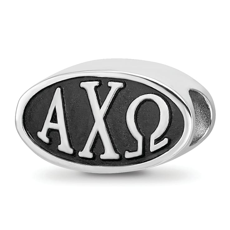 Sterling Silver LogoArt 15.25mm Alpha Chi Omega Oval Letters Bead