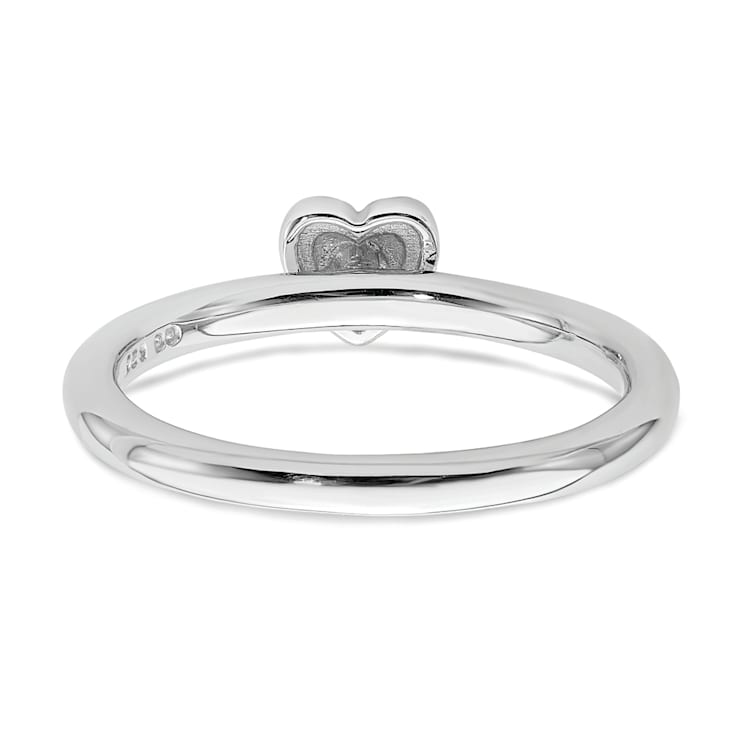 Sterling Silver Stackable Expressions Polished Diamond Heart Ring 0.005ctw