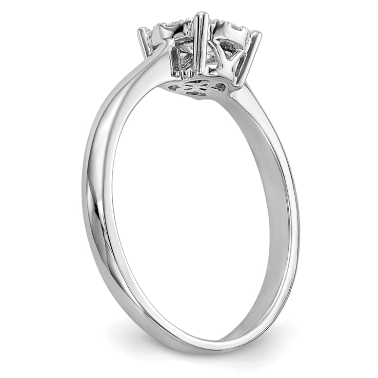 Rhodium Over 14K White Gold Lab Grown Diamond Cluster Engagement Ring 0.33ctw