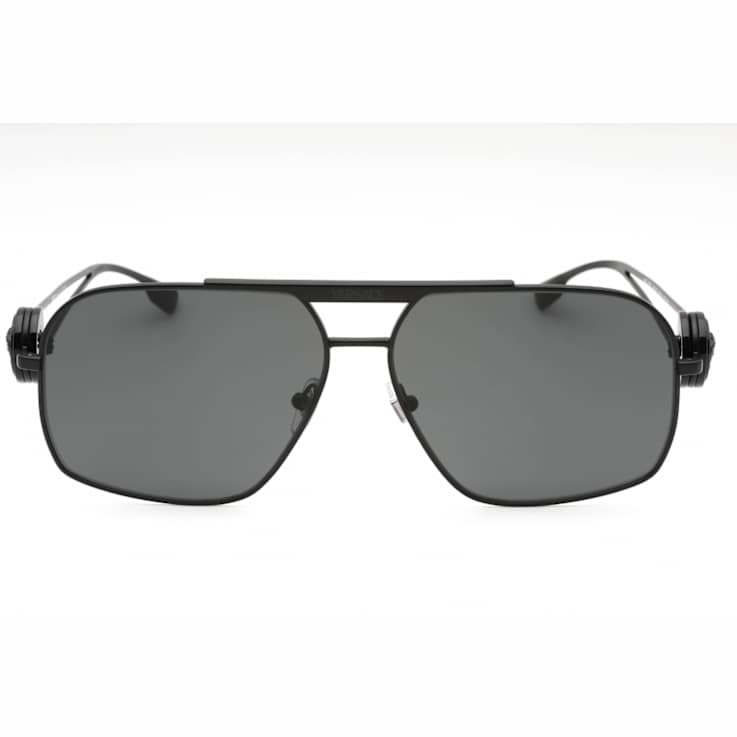 Versace Matte Black Aviator Frame / Dark Gray Lenses Sunglasses