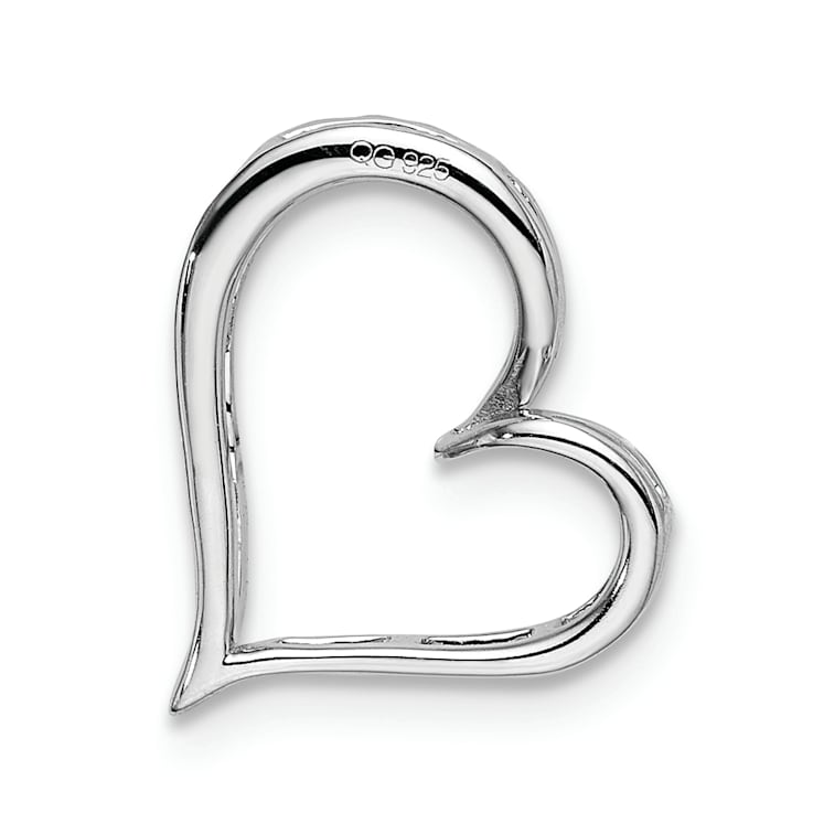 Rhodium Over 14k White Gold Diamond Heart Chain Slide Pendant