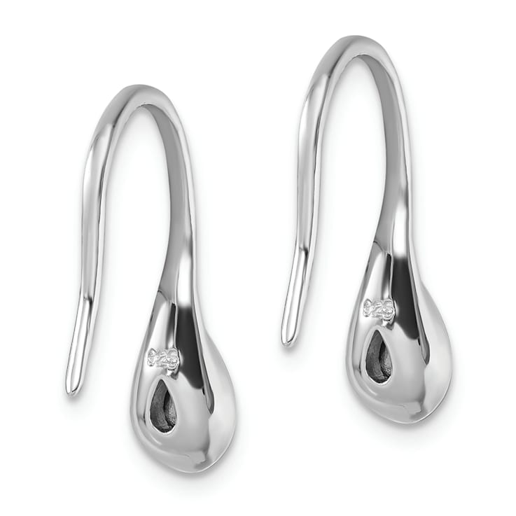 Rhodium Over Sterling Silver Polished Crystal Tear Drop Wire Earrings