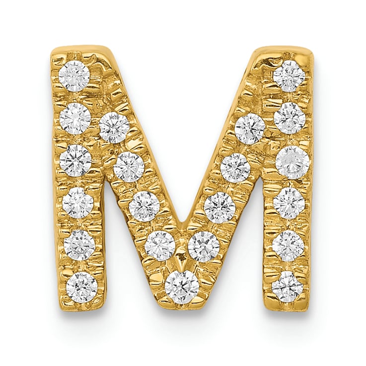 14K Yellow Gold Diamond Letter M Initial Charm