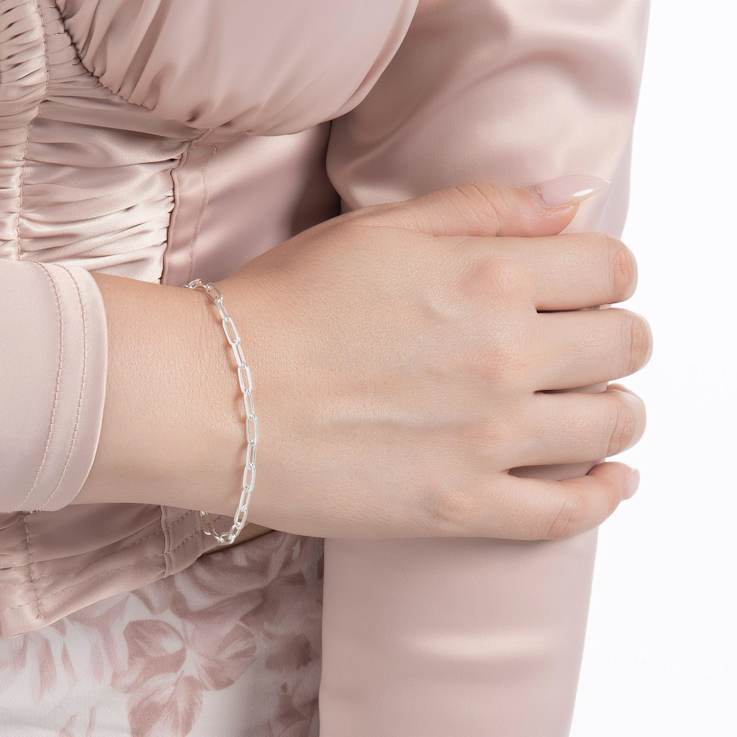 Sterling Silver Paperclip Link Chain Bracelet, 7 Inch