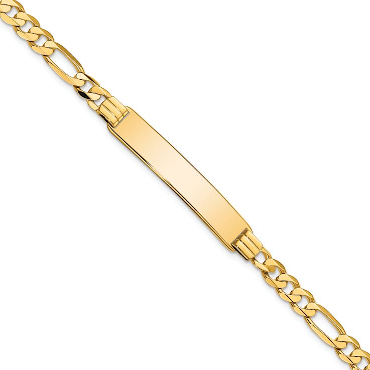 10k Yellow Gold Cut-out Heart Figaro Link ID Bracelet