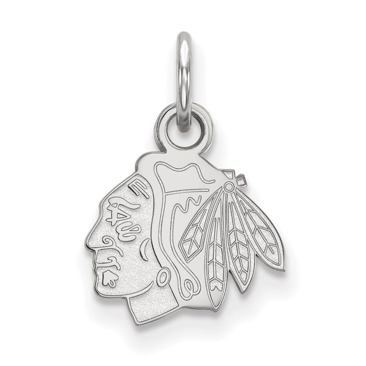 Rhodium Over Sterling Silver NHL LogoArt Chicago Blackhawks Extra Small Pendant