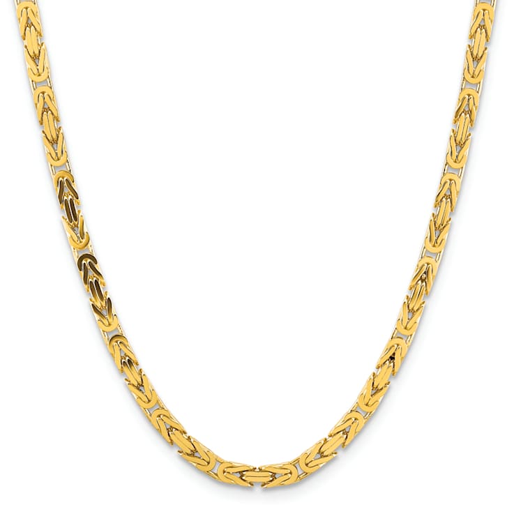 14K Yellow Gold 5.25mm Byzantine Chain Necklace