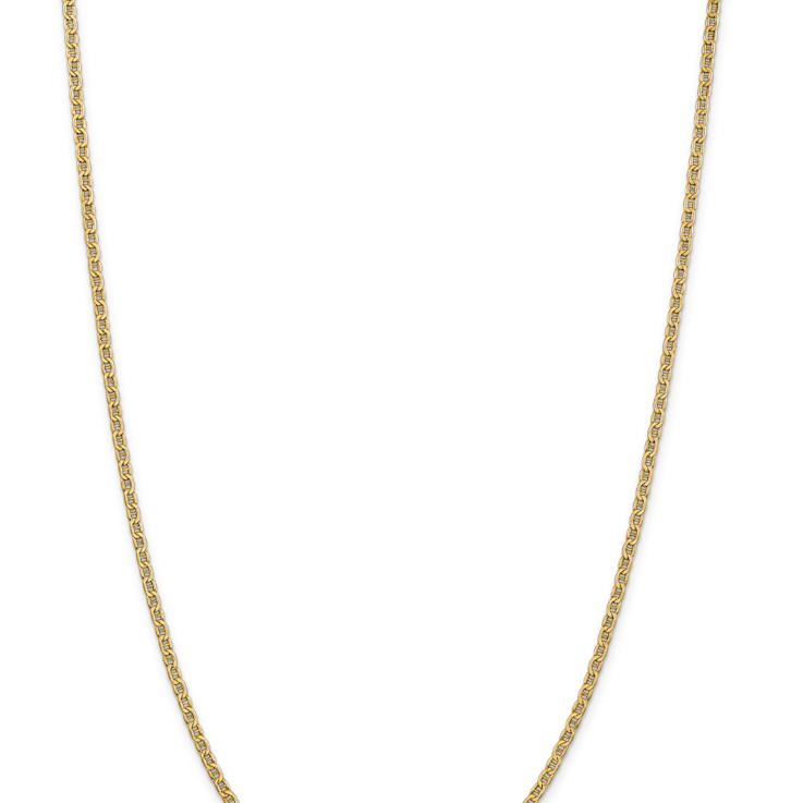 14k Yellow Gold 2.40mm Semi-Solid Mariner Chain 22 inch