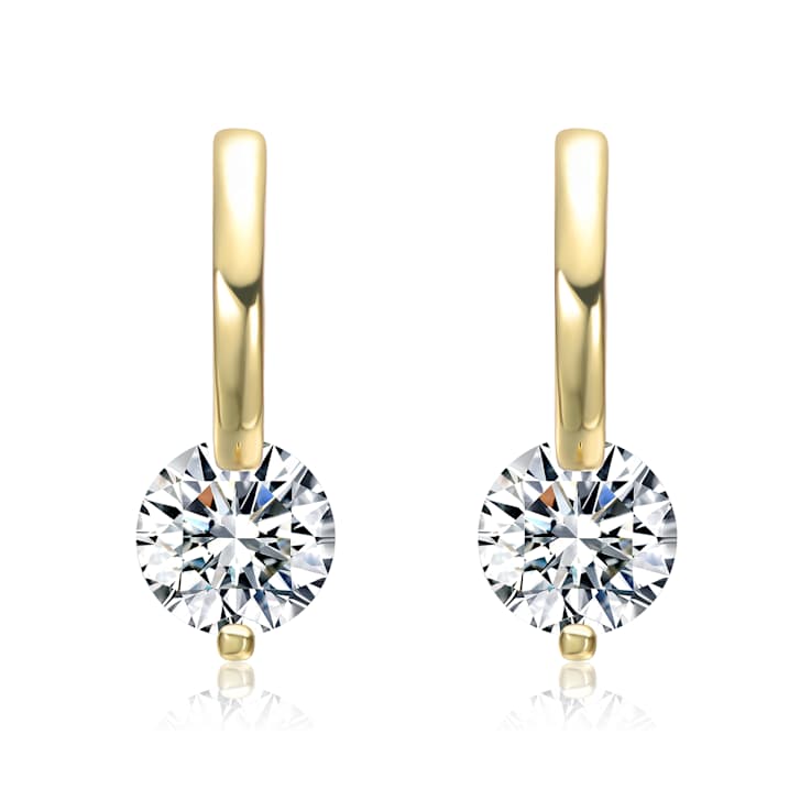 Moissanite Drop Hoop Earrings In 14K Gold Over Sterling Silver 1.10ctw
Diamond Equivalent Weight
