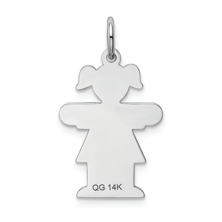 Rhodium Over 14K White Gold Satin Girl Hugs Charm