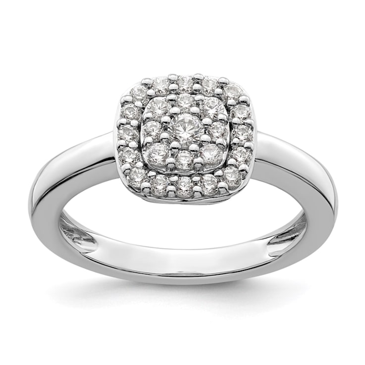 Rhodium Over 14K White Gold Lab Grown Diamond SI1/SI2, G H I, Squared
Halo Ring