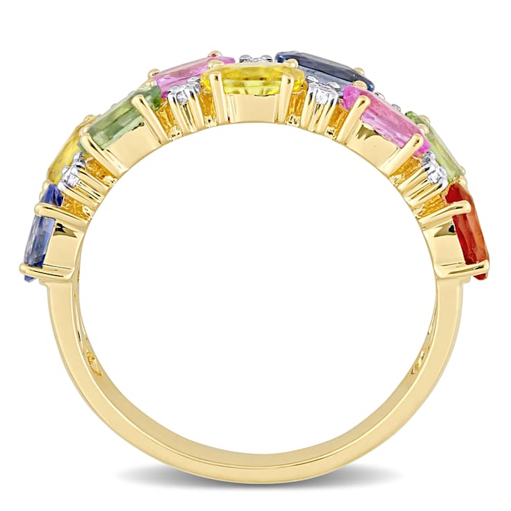 Multi Gem 14K Yellow Gold Ring 3.22ctw
