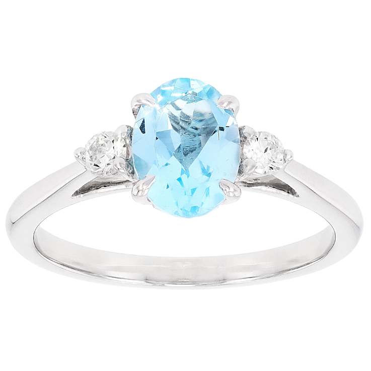 Sky Blue Topaz And Lab-Grown Diamond Three-Stone Ring In Sterling Silver