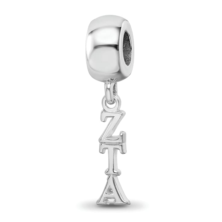 Rhodium Over Sterling Silver LogoArt Zeta Tau Alpha Vertical Letters Bead