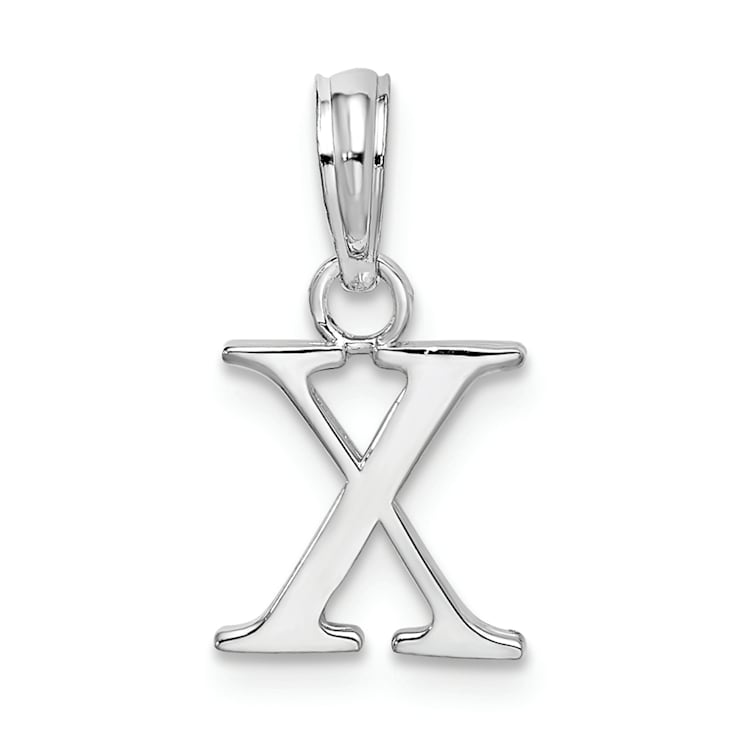 Sterling Silver Polished Block Initial -X- Pendant