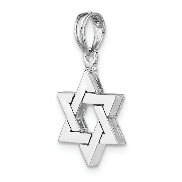 Rhodium Over 14k White Gold Polished Star of David Pendant