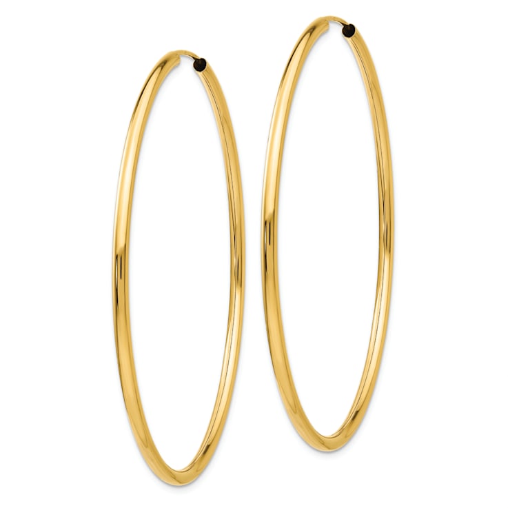 14k Yellow Gold Polished 2 1/8" Round Endless Hoop Earrings
