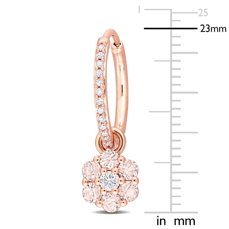 Morganite, White Topaz and Diamond 10K Pink Gold Earrings 1.13ctw