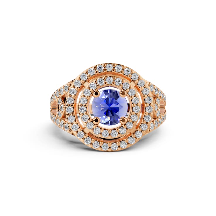 14K Rose Gold Tanzanite and Diamond Ring 0.74 ctw