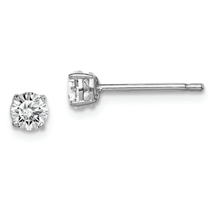 Sterling Silver Rhodium-plated 4mm Round CZ Stud Earrings