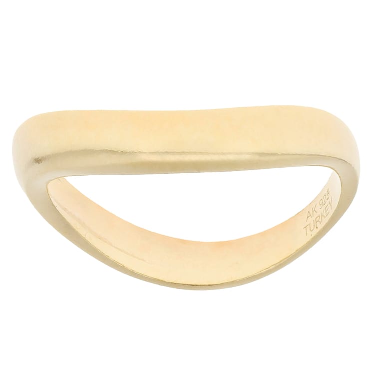 Two-Tone Wave Band Ring Set in Gold Over Silver and Sterling Silver