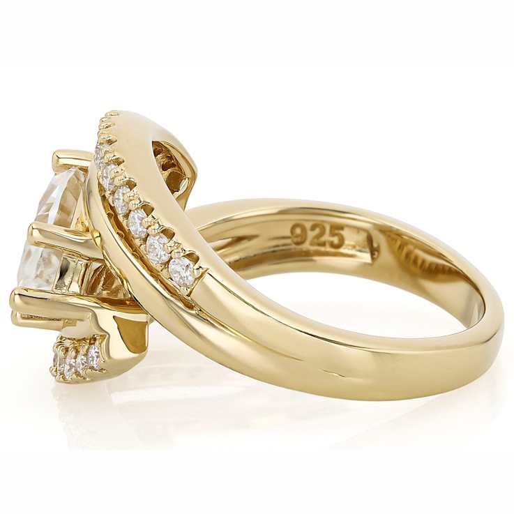 Moissanite Marquise And Round Bypass Ring In 14K Gold Over Sterling
Silver 2.44ctw DEW