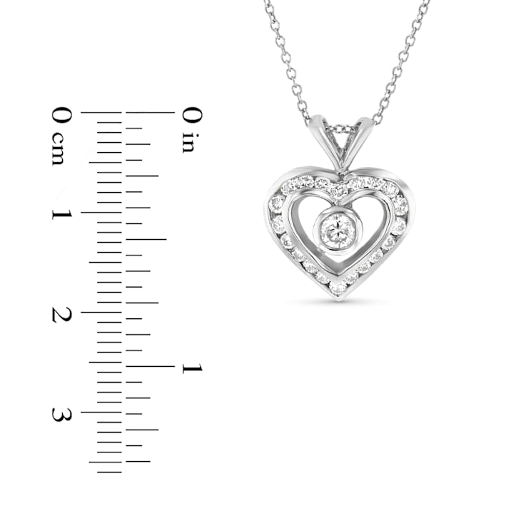 0.60ctw Diamond Heart Pendant with chain in 14k White Gold