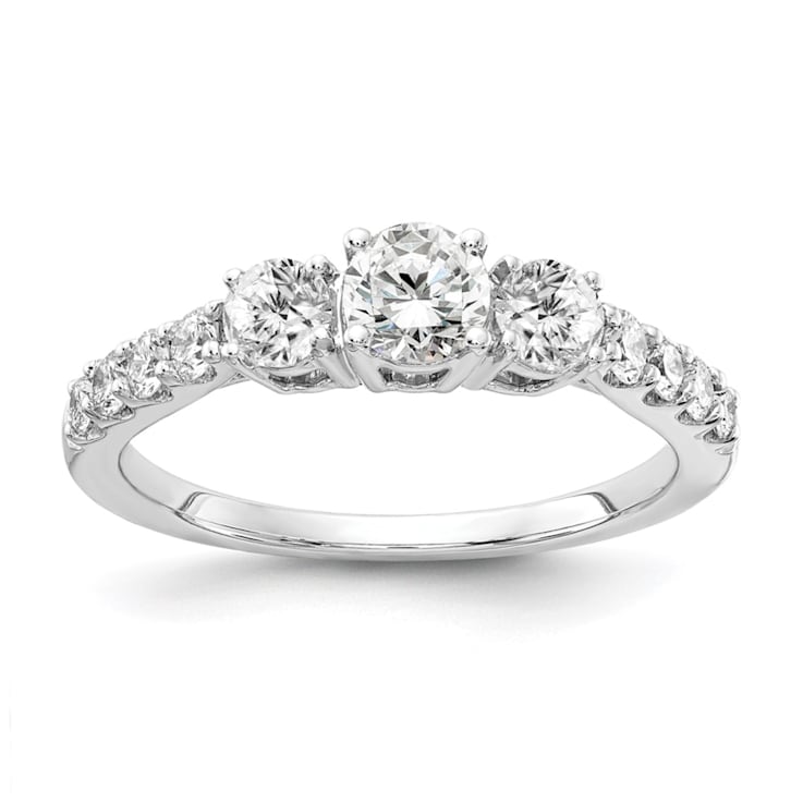 Rhodium Over 14K White Gold Lab Grown Diamond SI1/SI2, G H I, 3-Stone
Engagement Ring