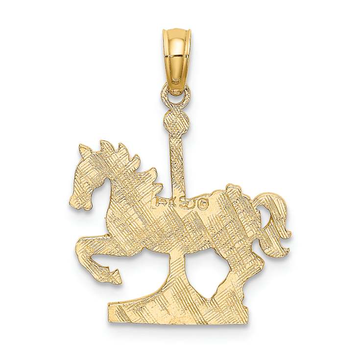 14k Yellow Gold Textured Children's Carousel Horse Charm