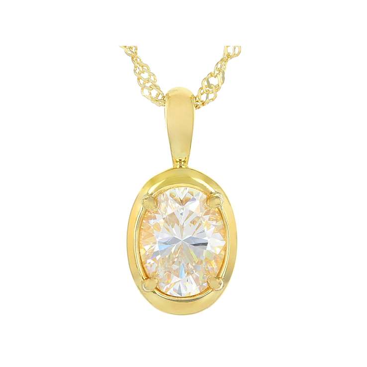 Diamond Simulant Oval Solitaire Pendant Necklace In 18K Gold Over
Sterling Silver 2.25ct
