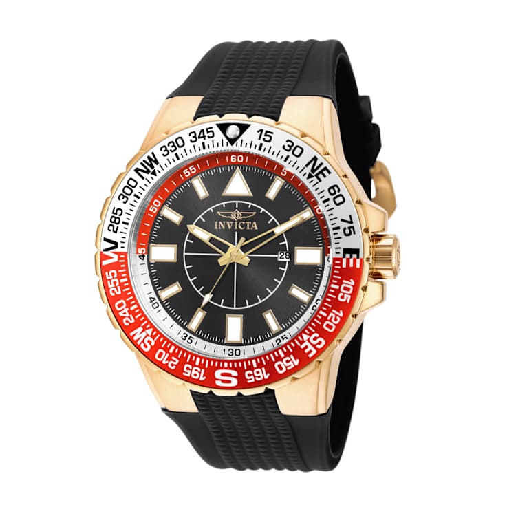 Invicta Aviator 52mm Black Dial Red and White Bezel Black Silicone Strap
Quartz Watch