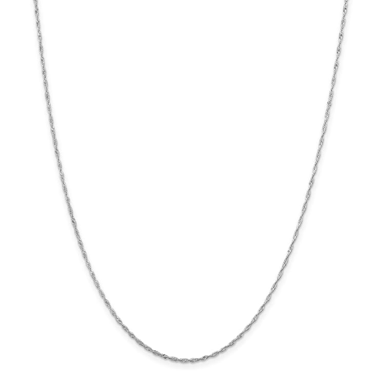 Rhodium Over Sterling Silver 1.4mm Singapore Chain