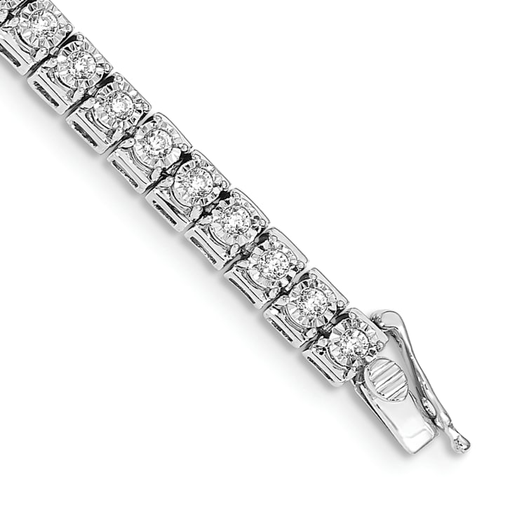 Rhodium Over 14k White Gold Diamond Tennis Bracelet