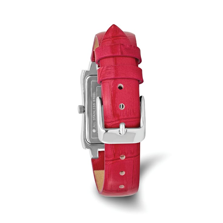Ladies Charles Hubert Stainless Steel Red Leather Band 23x32mm Watch