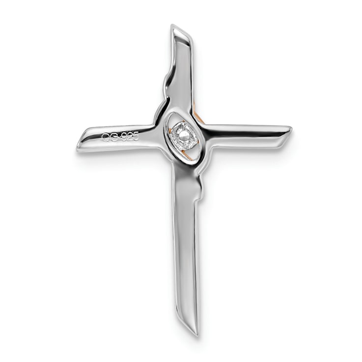 14K White and Rose Gold Diamond Cross Chain Slide