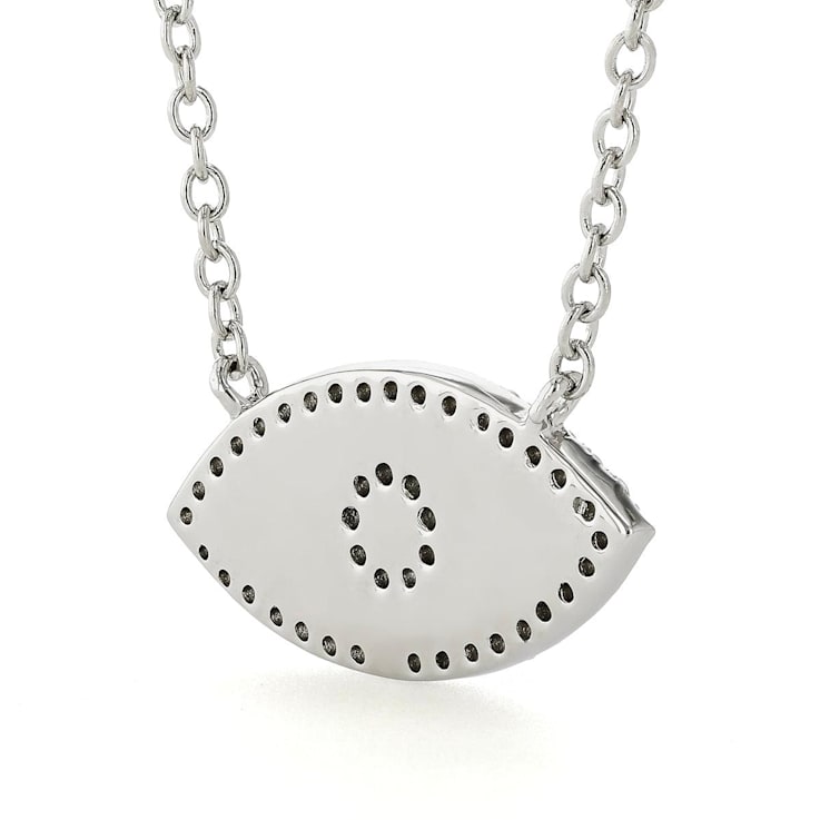 Lab Created Blue Opal Pendant with CZ Accents Rhodium Over Sterling
Silver Evil Eye Necklace
