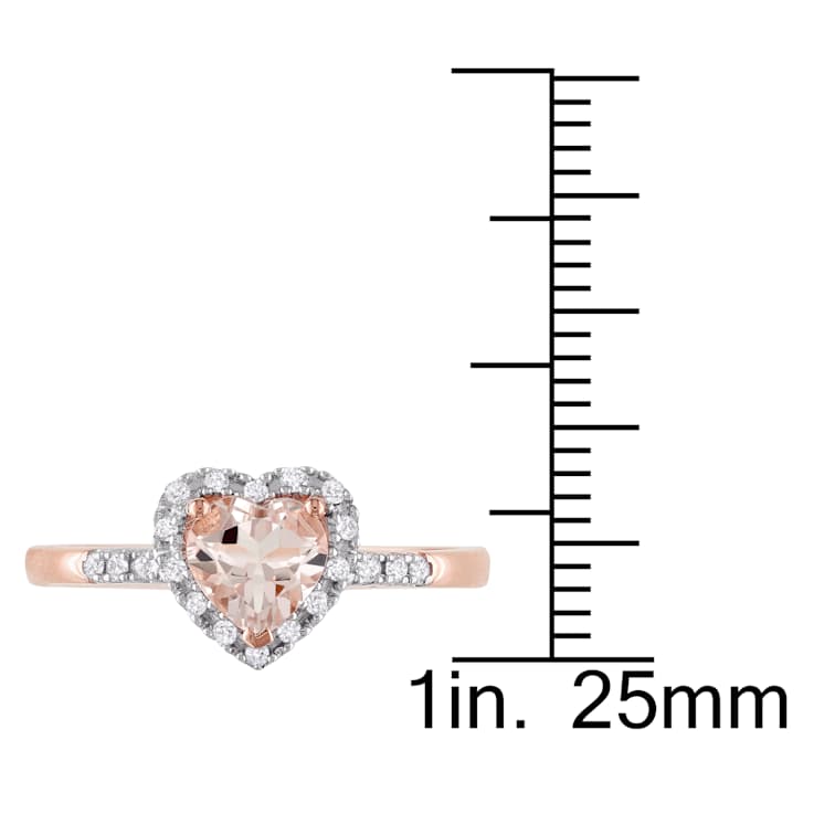 Morganite and Diamond 10K Rose Gold Heart Ring 0.73ctw