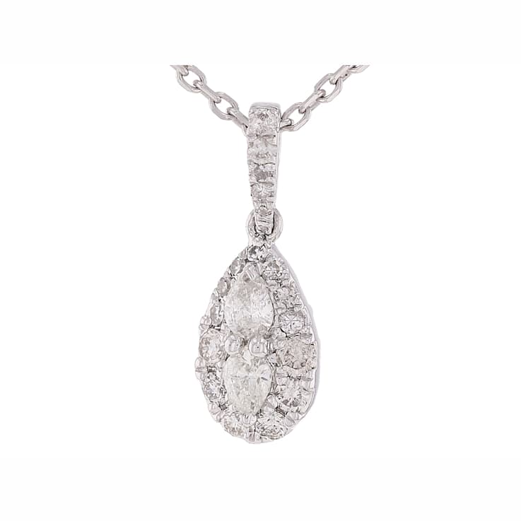 Diamond Teardrop Dangle Pendant In 10K White Gold 0.25ctw