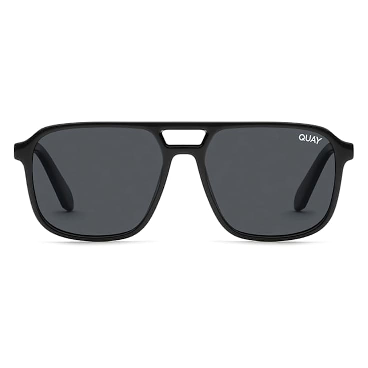 QUAY "ON THE FLY" Black Aviator Frame / Smoke Polarized Lenses Sunglasses