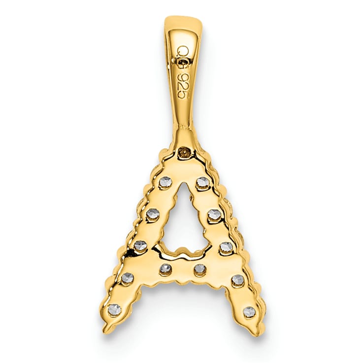 14K Yellow Gold Lab Grown Diamond Letter A Initial Pendant